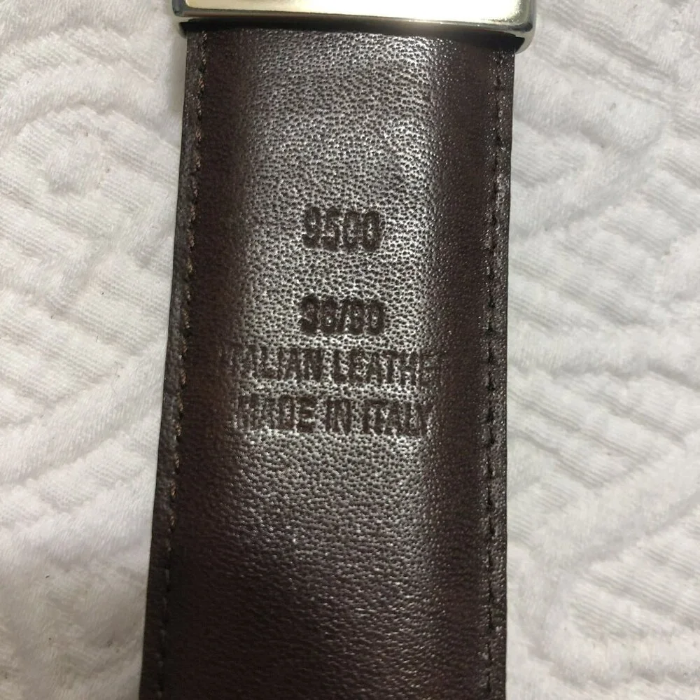 Belt Italian Leather With Silver Buckle Made In Italy Mens